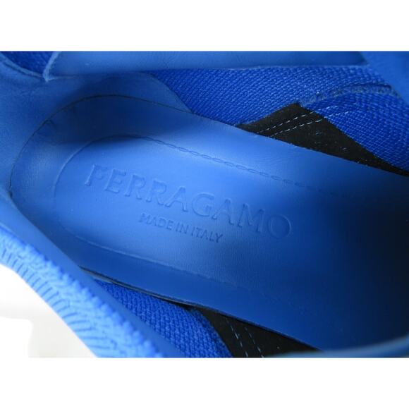 NIB FERRAGAMO BLUE NIMA KNIT MESH LACE LOGO LOW TOP SNEAKERS 10.5 43.5 ITALY - Picture 14 of 16